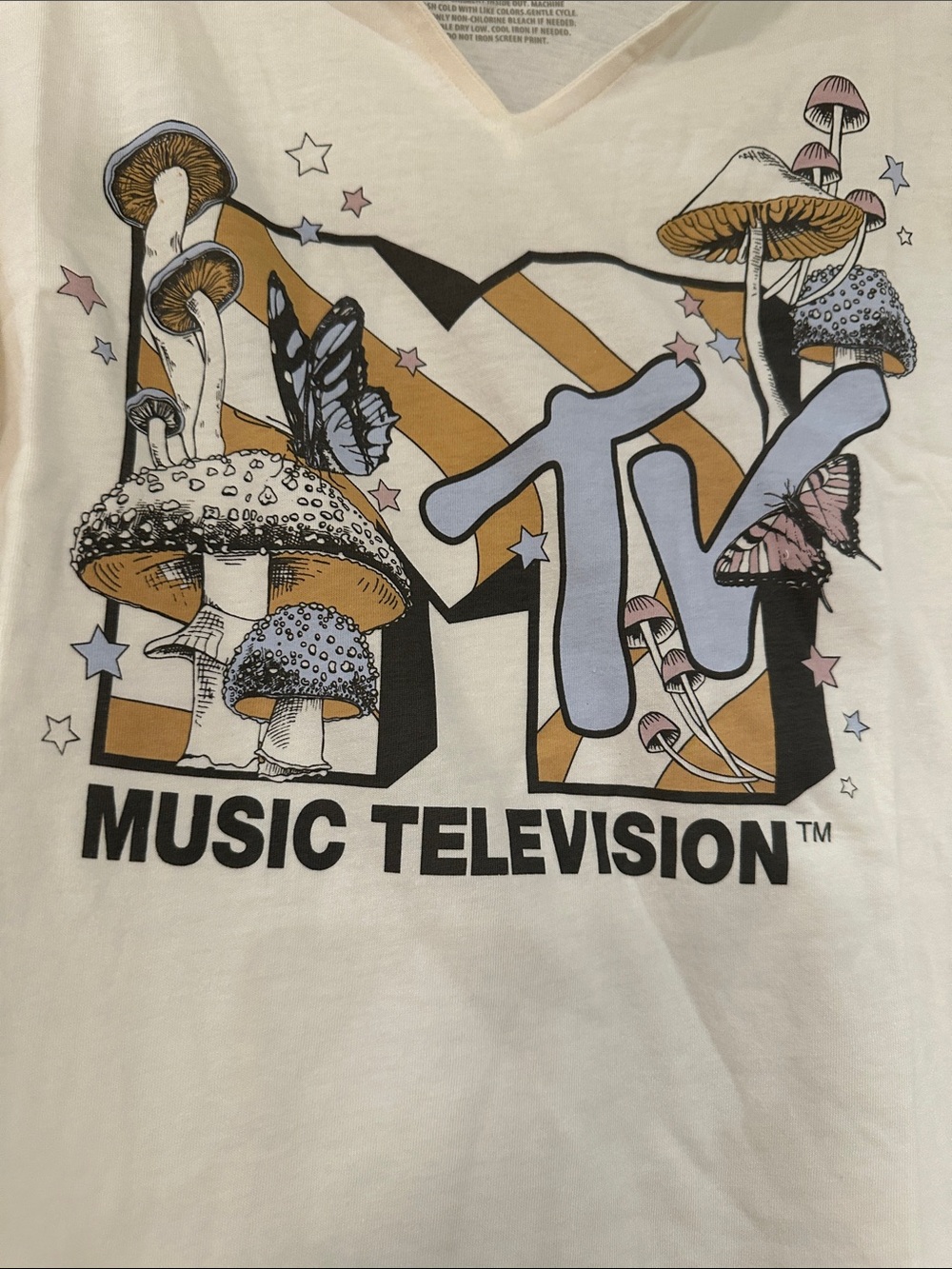 Torrid MTV Cream Tank with Yellow & Blue Mushroom Graphic